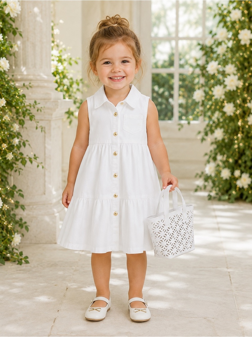 Rachel Zoe Girls 3T White Tiered Shirt Dress Purse Set NWT